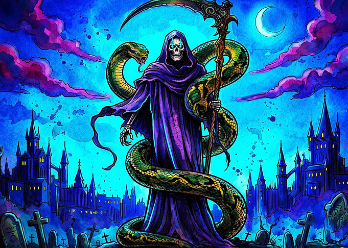 Grim Reaper with Giant Serpent