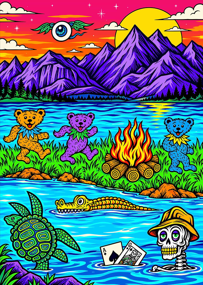 Grateful Dead Psychedelic Camping Scene