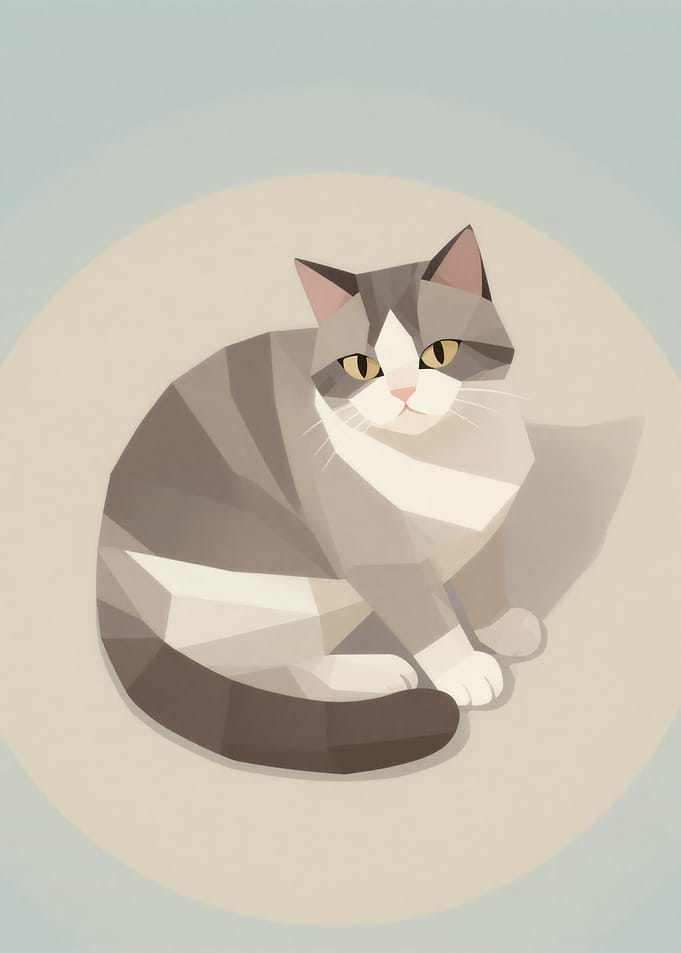 Low Poly Geometric Tabby Cat