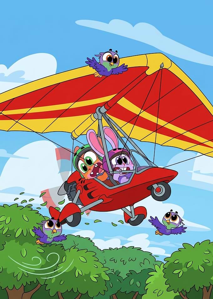 Cute Friendship Flying a Hang Glider