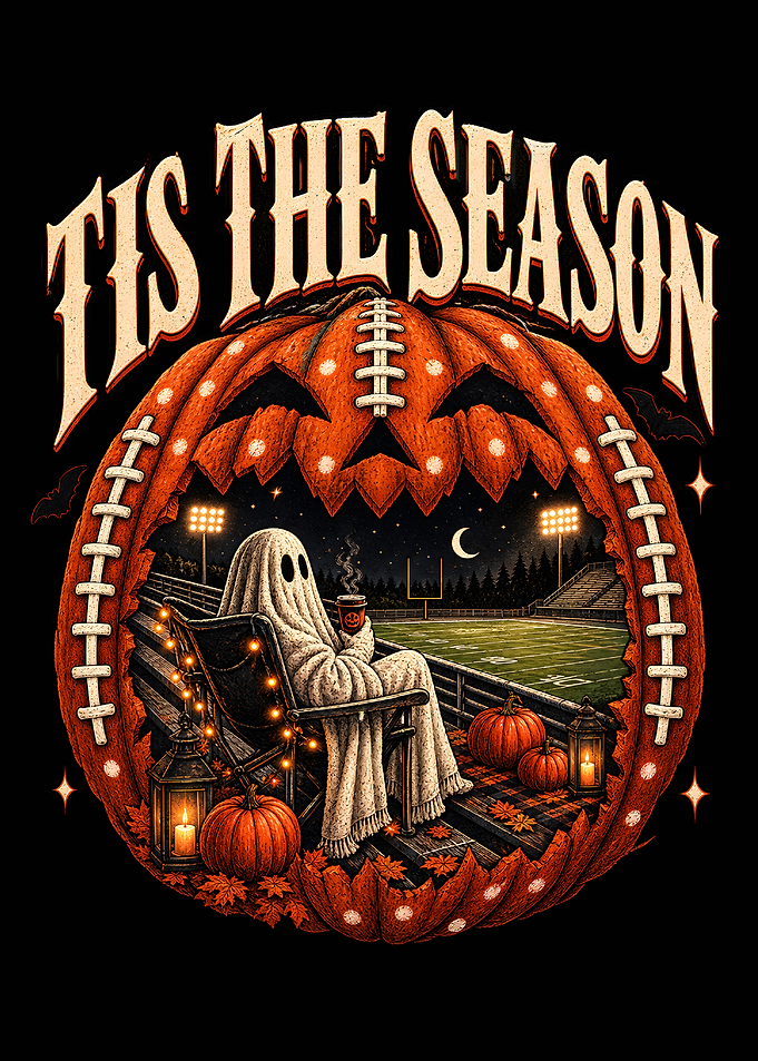 Tis The Season Football Ghost Illustration