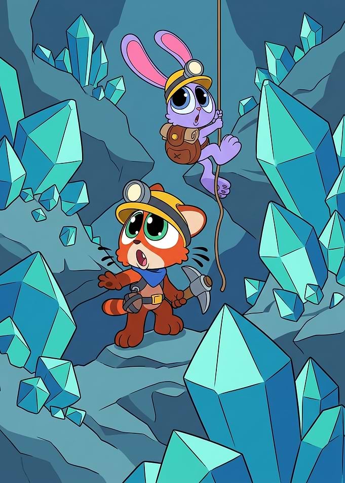 Two Friends Explorers in Crystal Cave