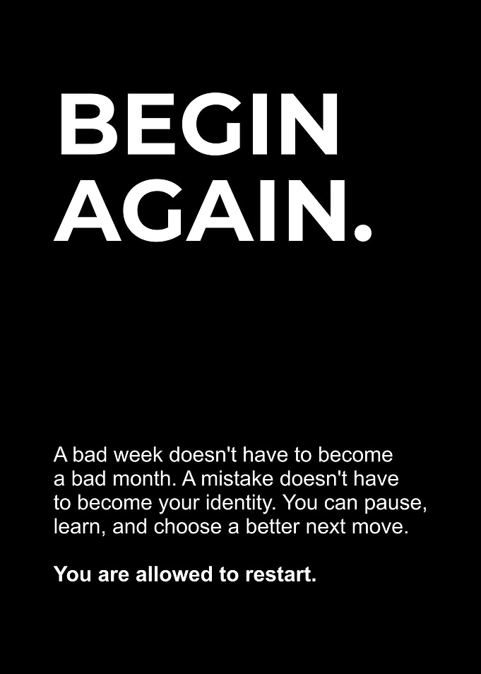 Begin Again Inspirational Quote Poster