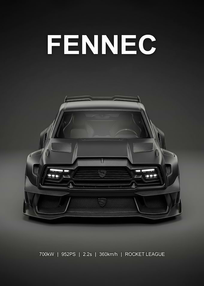 black sleek Fennec Car Poster