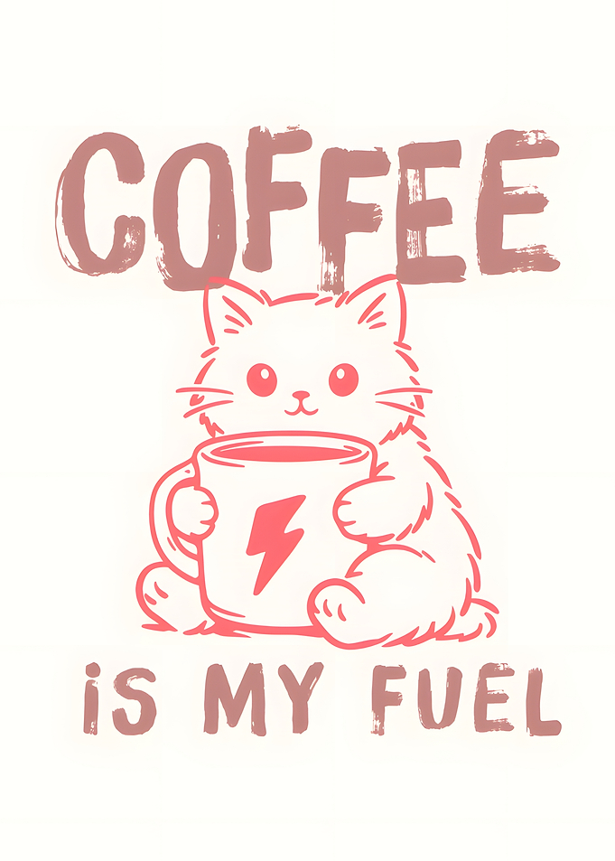 Cute Cat Coffee Fuel Illustration