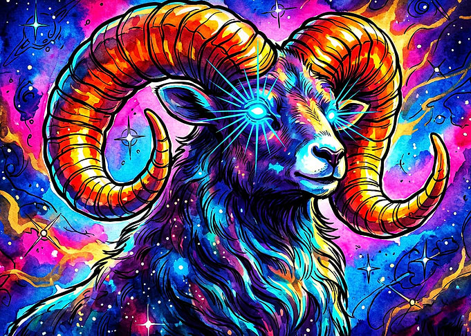 Cosmic Ram Aries Zodiac Art Poster