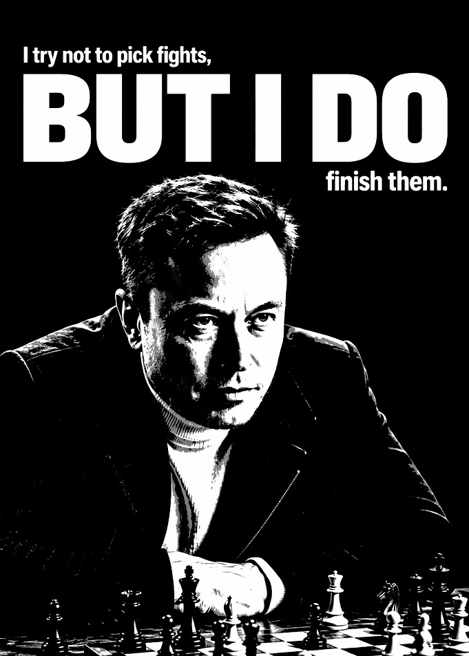 Elon Musk Chess Motivational Poster
