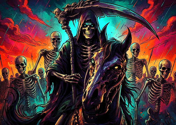 Grim Reaper Leading Skeleton Army