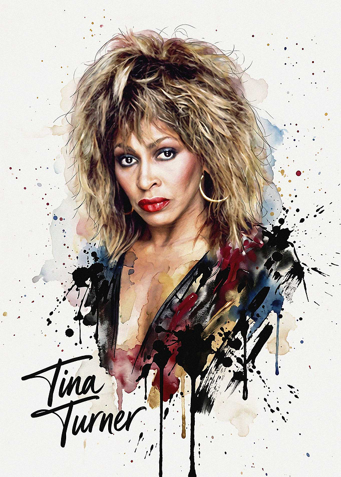 Tina Turner Watercolor Portrait Art