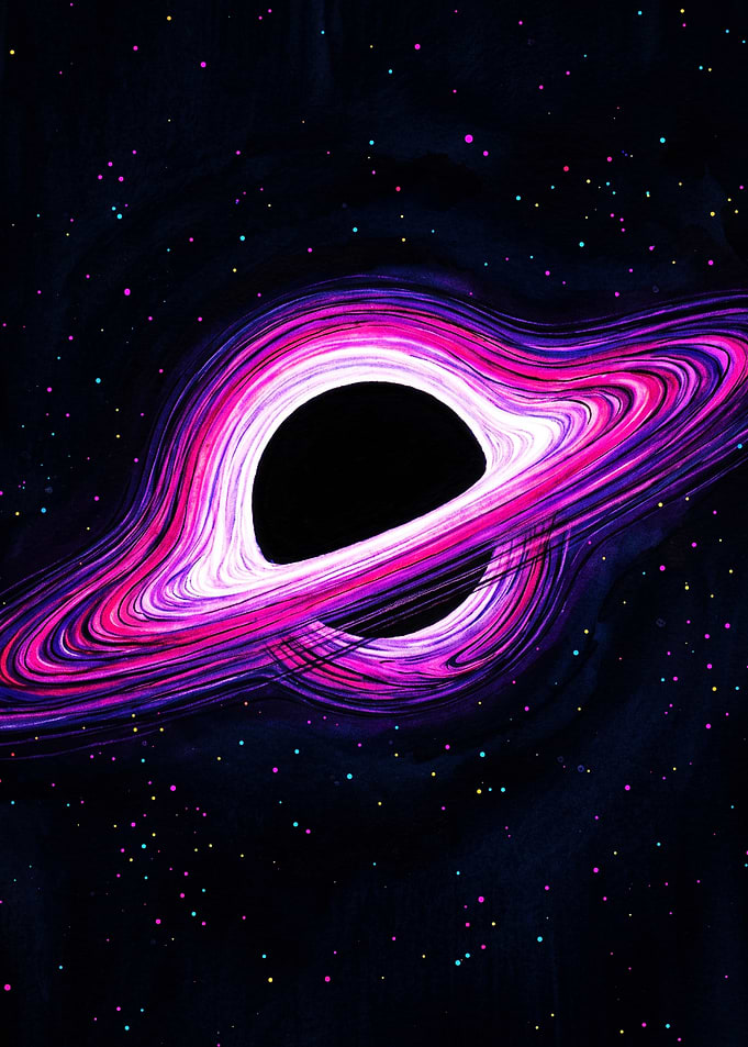 Vibrant Neon Black Hole Illustration