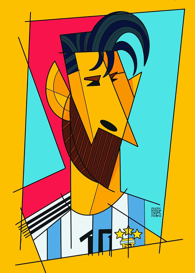 Cubist Portrait of Lionel Messi