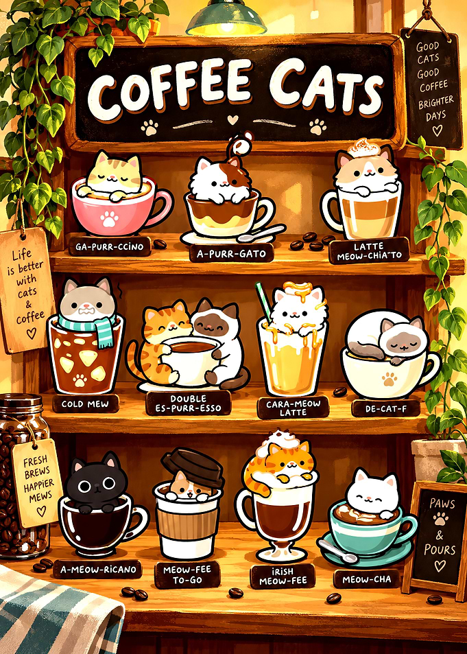 Coffee Cats Cute Menu