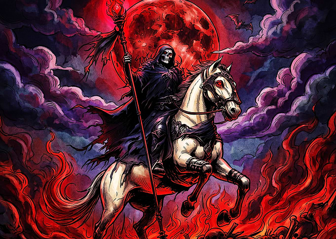 Grim Reaper Riding Pale Horse