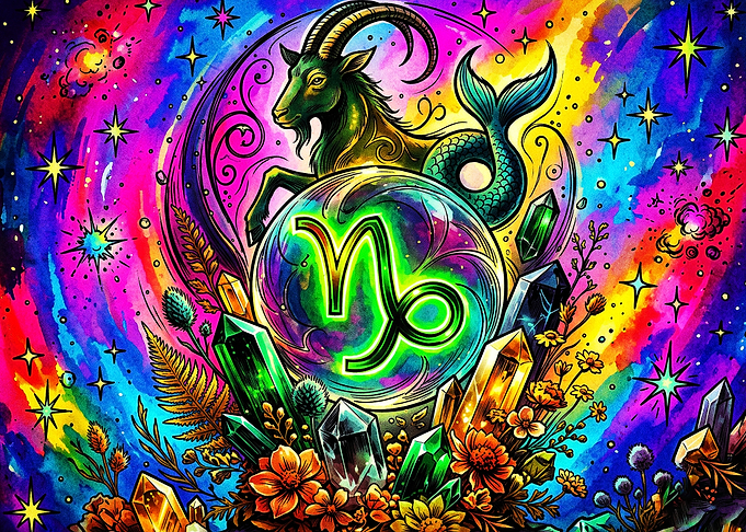 Capricorn Zodiac Cosmic Boho Art Po