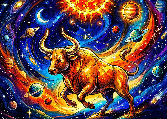 Taurus Zodiac Cosmic Bull Art Poste