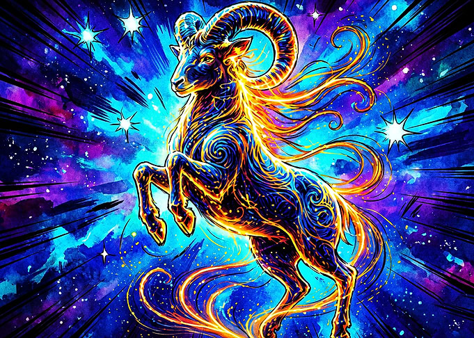Aries Zodiac Cosmic Galaxy Art