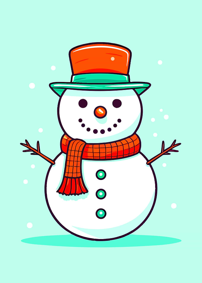 Cute Cartoon Snowman Illustration