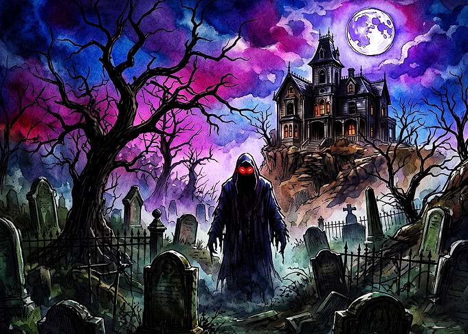 Grim Reaper in Haunted Cemetery