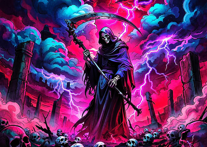 Grim Reaper in Neon Storm