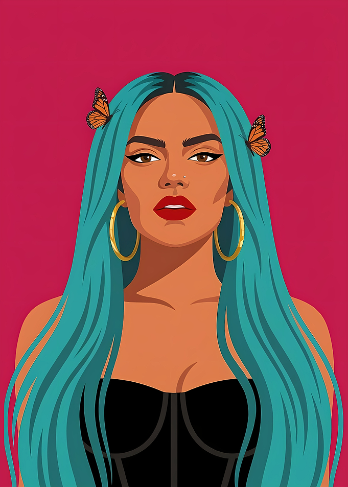 Karol G Portrait with Butterflies