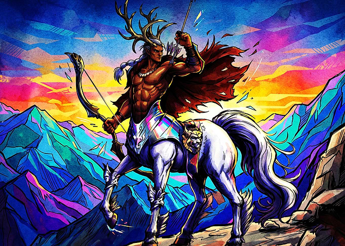 Centaur Warrior Fantasy Colorful Ar