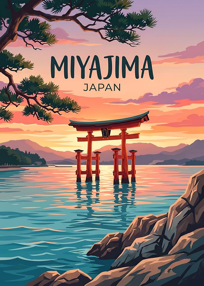 Miyajima Japan Floating Torii Gate Sunset
