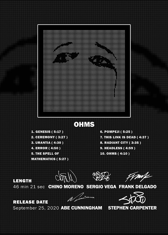 Deftones Ohms Album Tracklist Poster
