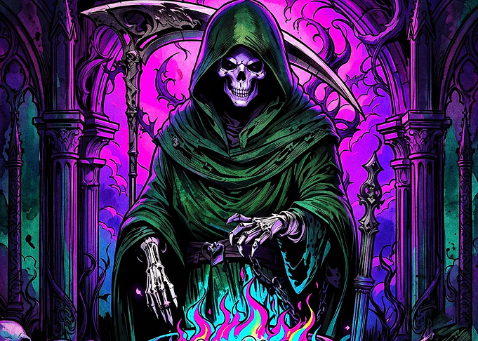 Grim Reaper with Neon Flames