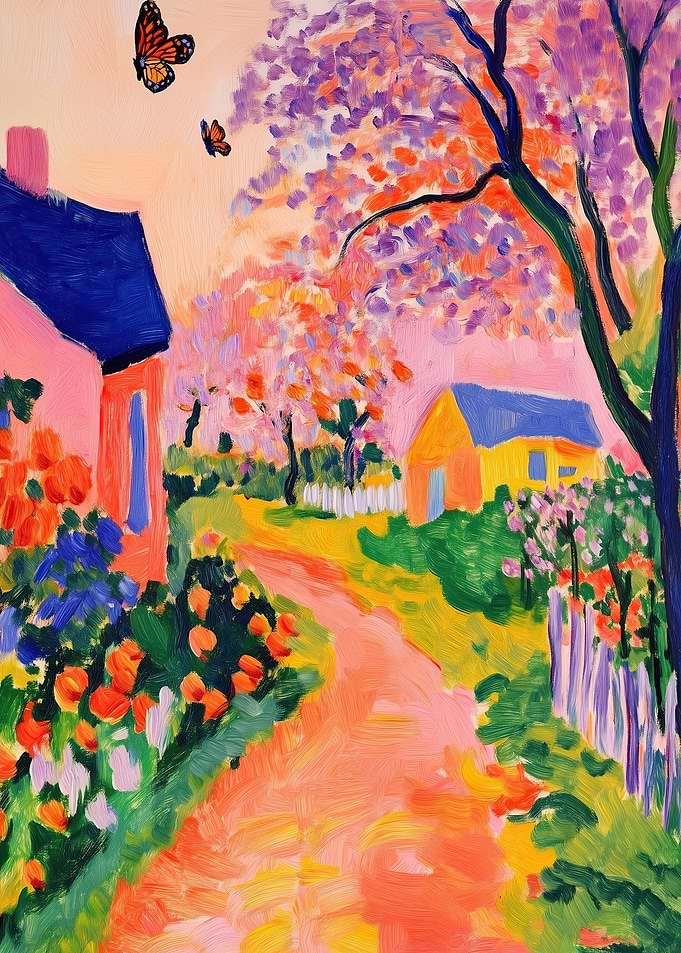 Vibrant Impressionist Garden Path Painting