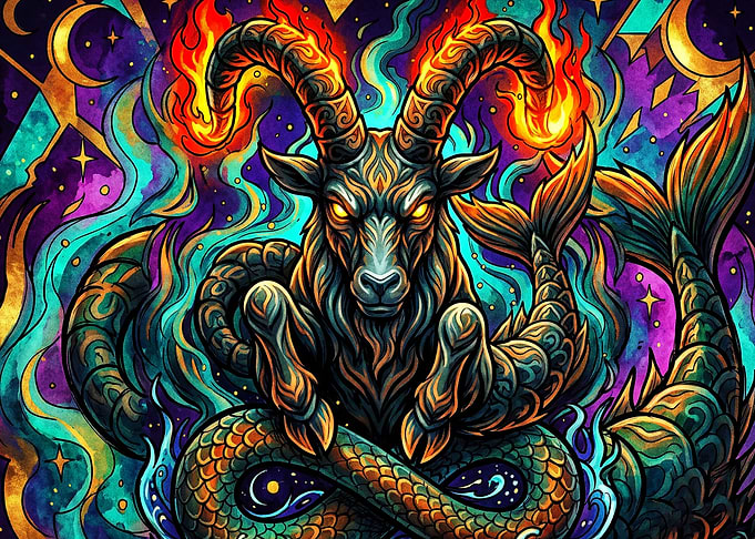 Capricorn Zodiac Cosmic Fire Art