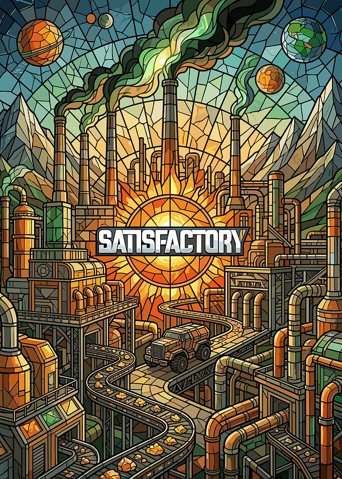 Satisfactory Game Stained Glass Art