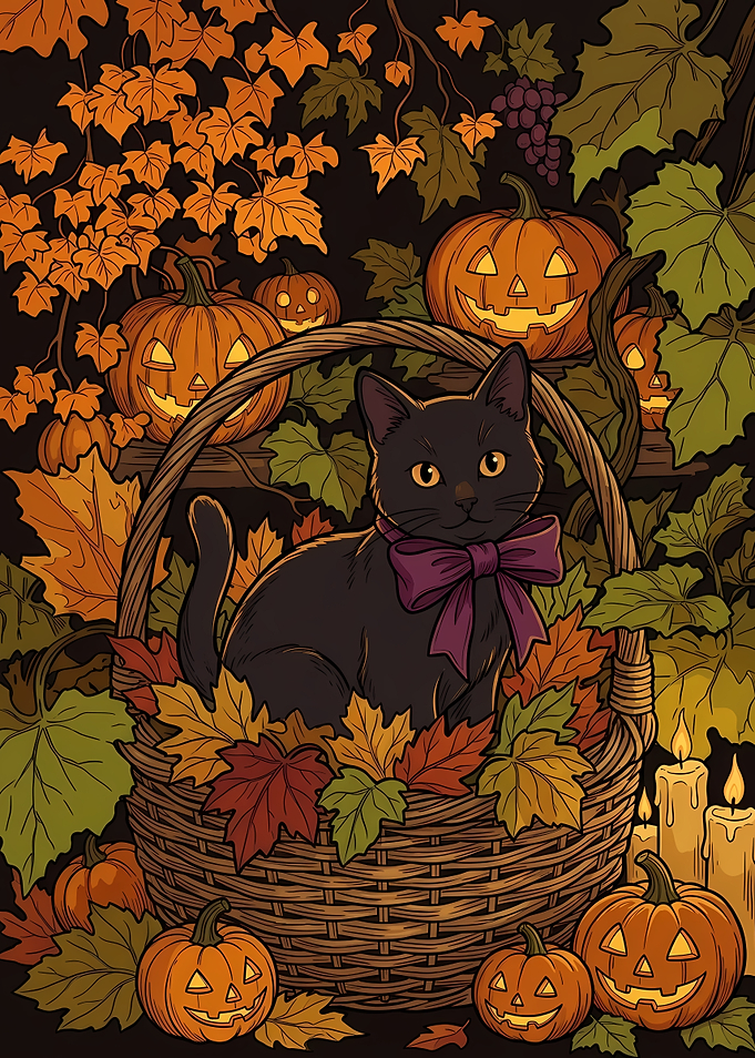 Black Cat Autumn Halloween Pumpkin