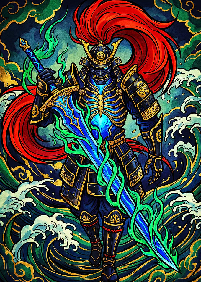 Spectral Samurai with Flaming Sword