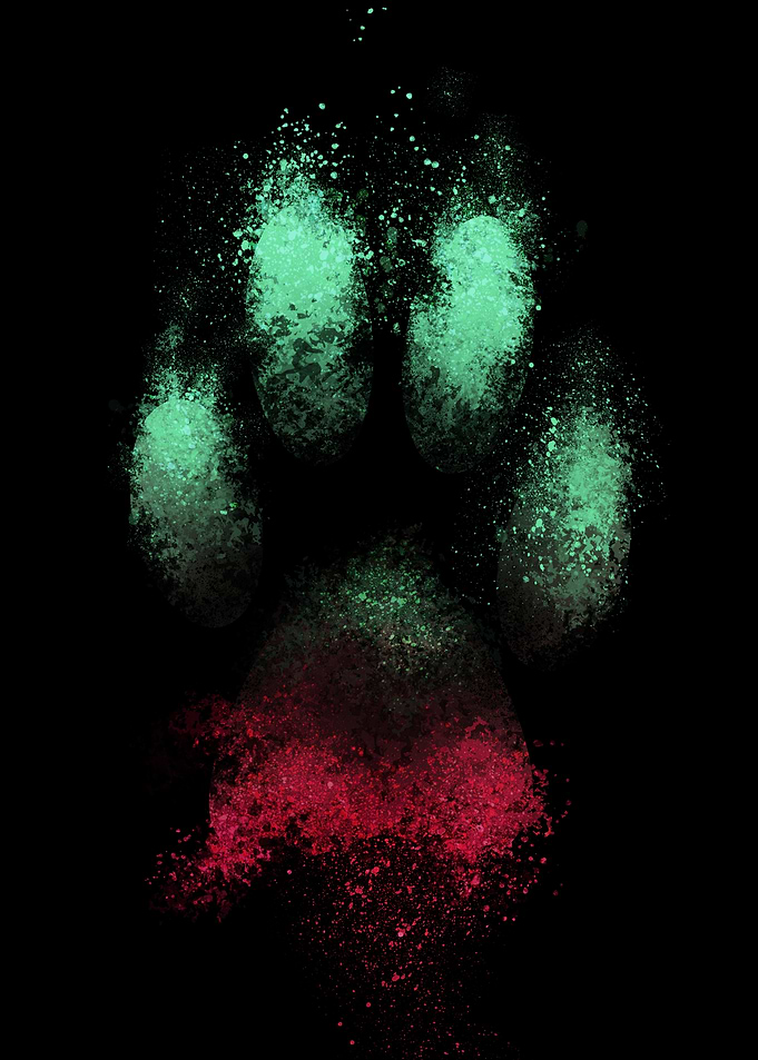 Neon Splatter Animal Paw Print