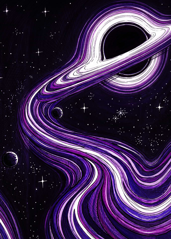 Purple Swirling Black Hole Illustration