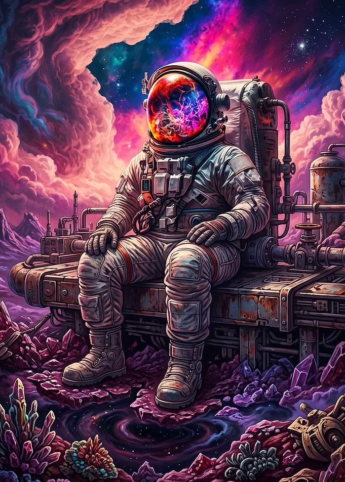 Astronaut Nebula Cosmic Art Poster