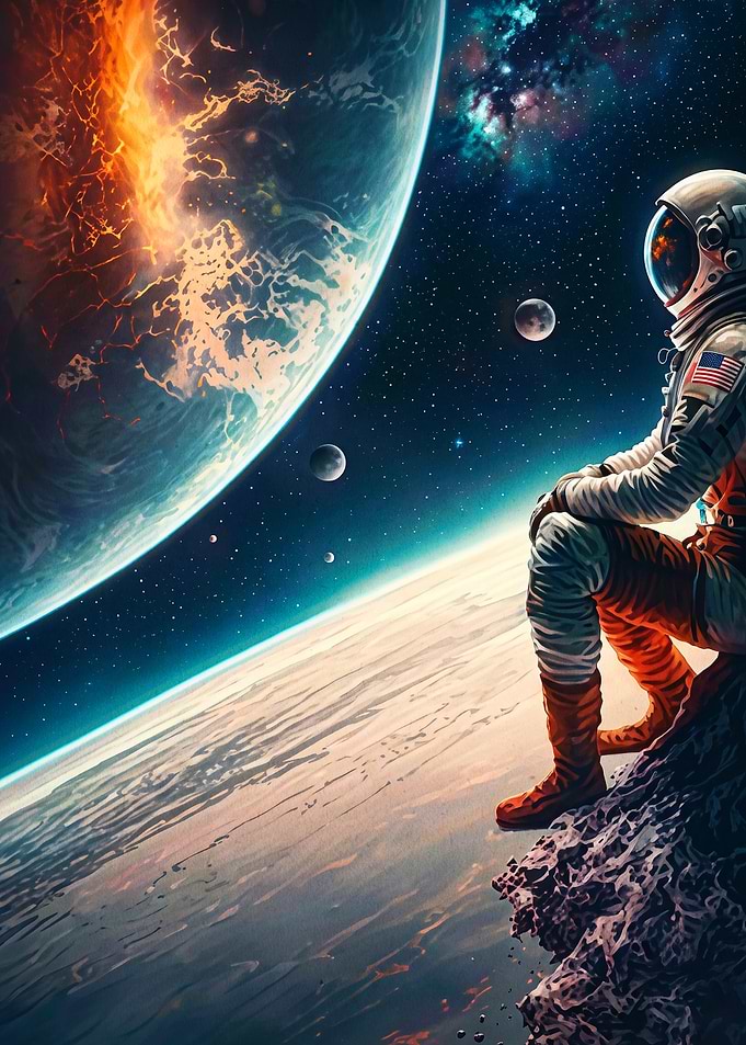 Astronaut Space Planet Sci-Fi Art