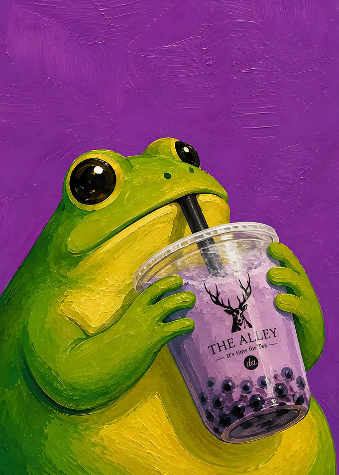 Cute Frog Drinking The Alley Boba