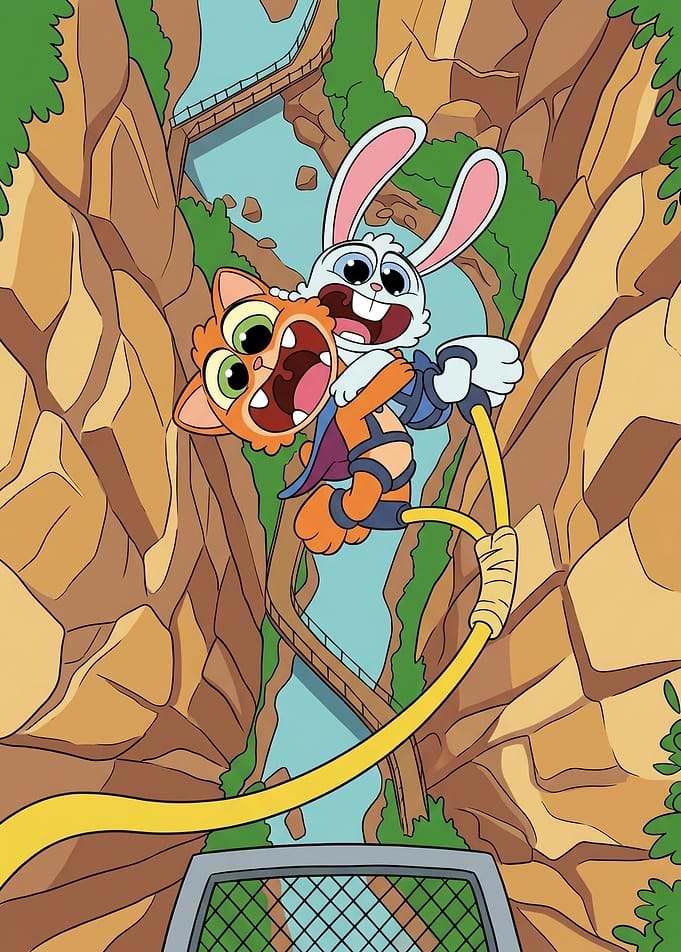 Snowball and Max Bungee Jumping