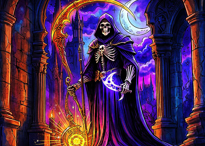 Grim Reaper with Glowing Scythe