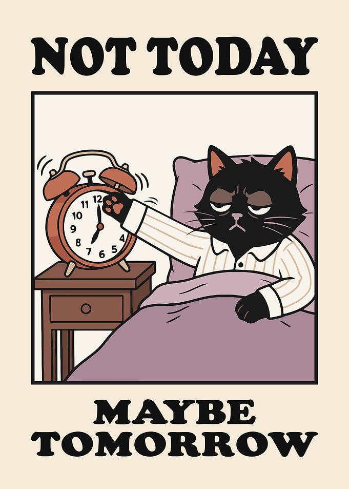 Sleepy Black Cat Snooze Alarm Clock