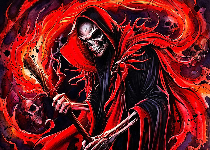 Grim Reaper in Red Flames