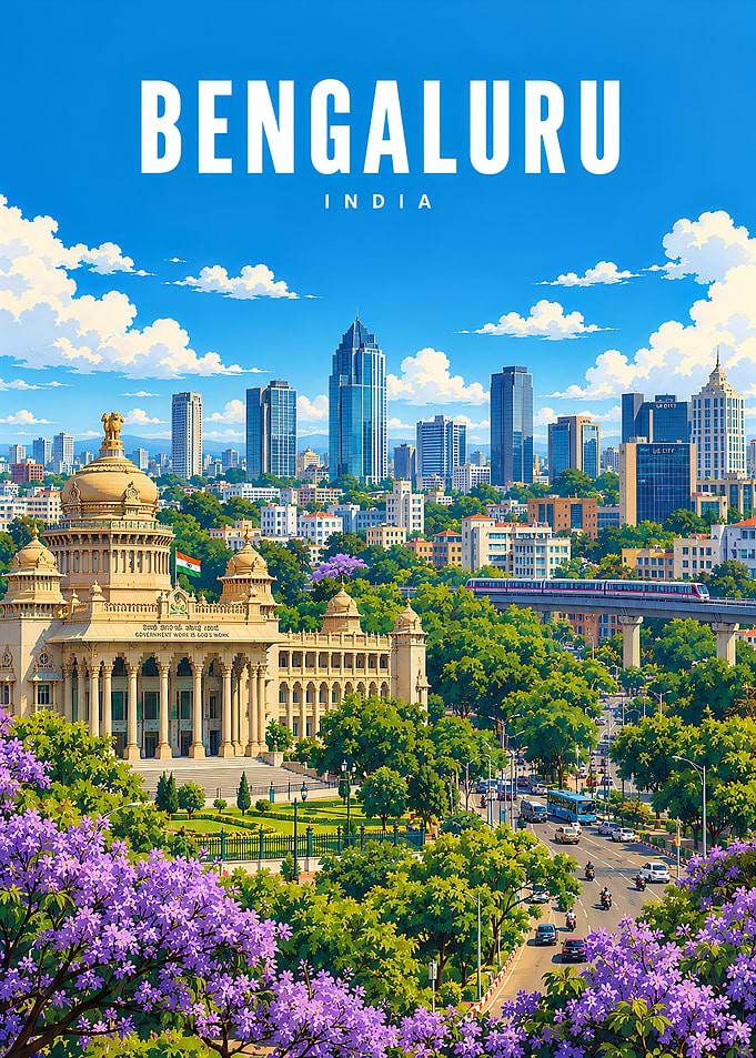 Bengaluru India Cityscape Travel Poster
