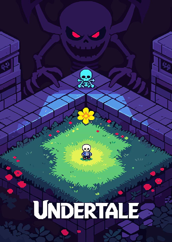 Undertale Sans and Flowey Isometric Art