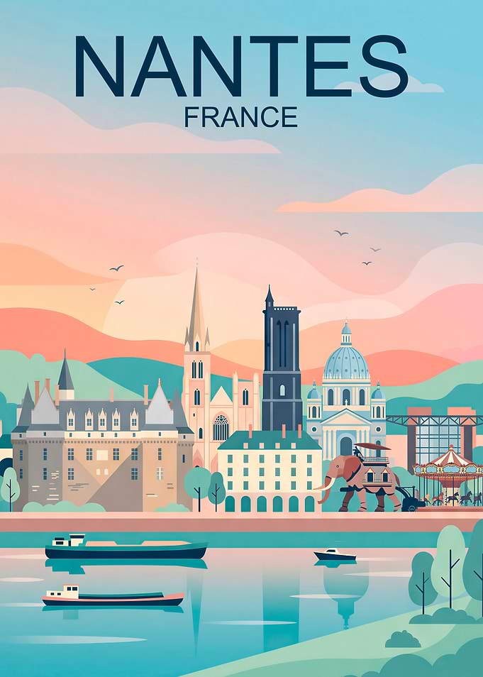 Nantes France Travel Poster