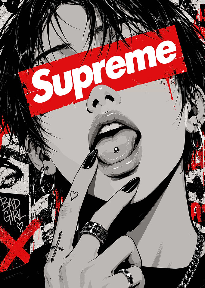 Edgy Supreme Bad Girl Illustration