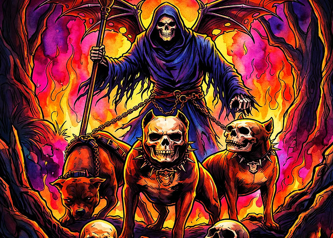 Grim Reaper with Hellhounds