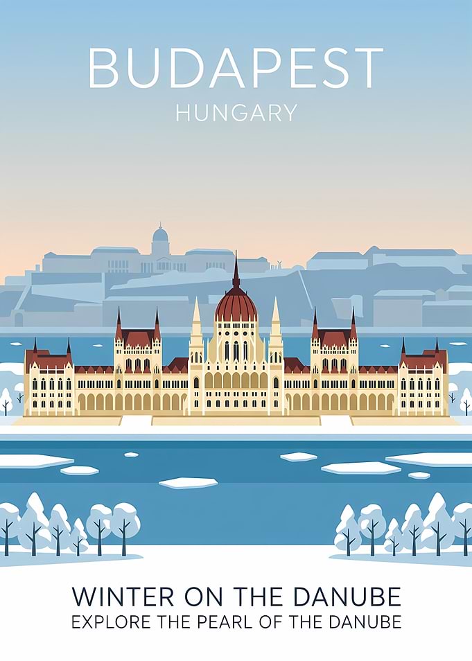 Budapest Winter Travel Poster