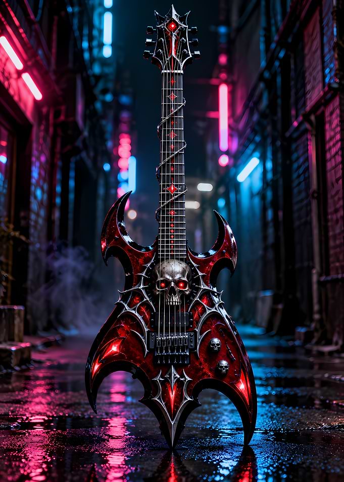 Cyberpunk Gothic Skull Electric Guitar