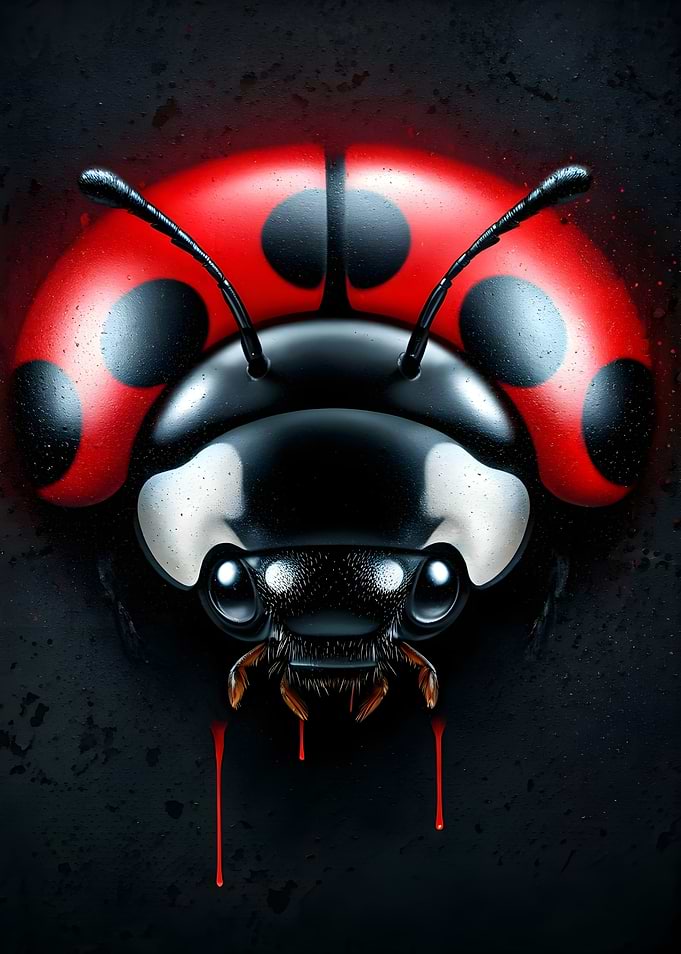 Stylized Ladybug with Dripping Paint